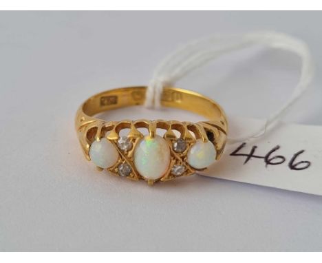 A Edwardian opal and diamond ring 18ct gold size O  3.6 gms