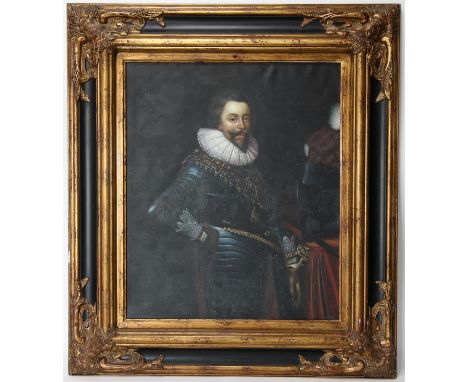 Twentieth-century European School, portrait of a nobleman in armour. Oil on canvas. Framed. Image size 61 x 51cm. Condition R