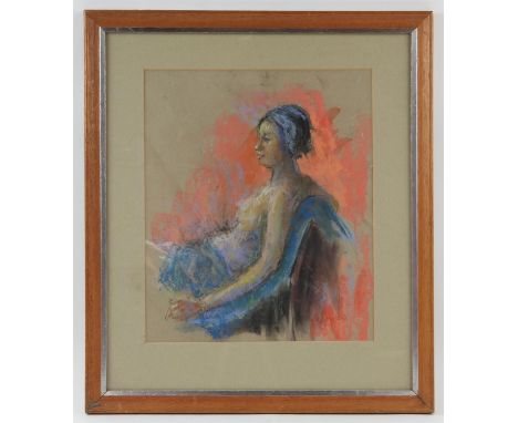 Kathleen Sylvester Le Clerc Fowle (1903-1992). Portrait of a Seated Nude. Mixed media. Signed lower right. 33 x 27.5cm. 