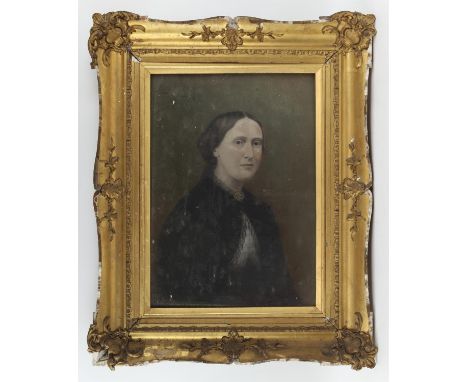 Nineteenth-century English School, portrait of a lady. Watercolour and chalk. Framed and glazed. Image size 56 x 39cm.