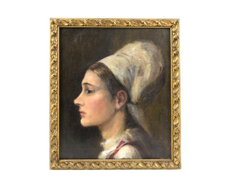 Twentieth-century British School, portrait of a young woman. Oil on canvas. Framed. Image size 34.5 x 30cm. 