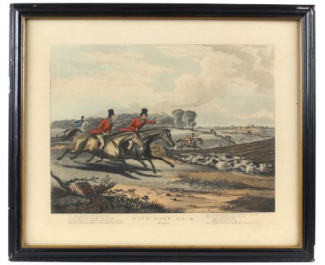 After Francis Calcraft Turner (British, c. 1782 - 1846) 'Bachelor's Hall', set of six hand coloured aquatints depicting episo