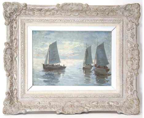 G. Dixon (contemporary), seascape with yachts to foreground. Oil on canvas. Framed. Image size 21 x 31cm. 