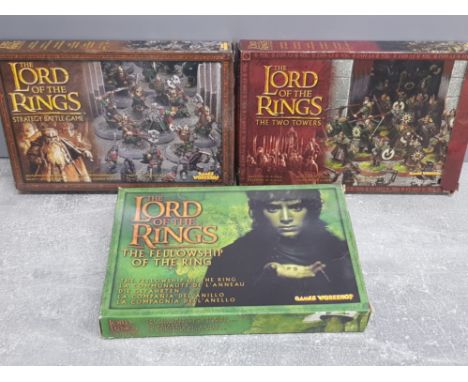 3 games workshop lord of the rings box sets includes the Fellowship of the ring, warriors of Rohan and Balin with Khazad guar