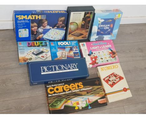 9 vintage boxed boardgames includes walt Disney light and learn, Dream on and Numero