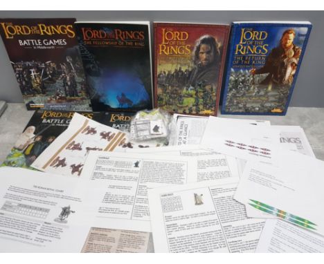 Games workshop Lord of the rings rulebooks from all 3 films plus dice, character charts, scenarios etc