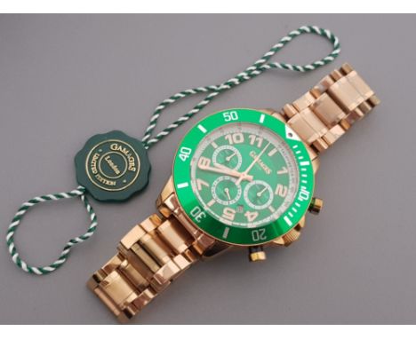 Limited edition Gamages of london race timer automatic wristwatch with spare link and original box
