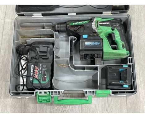 Hitachi DH 24DVA Hammer drill with charger and 2 batteries