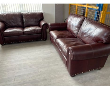 Ox blood leather 3 seater and 2 seater sofa