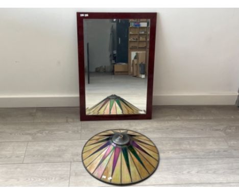 Tiffany style lamp shade and Mirror in walnut effect