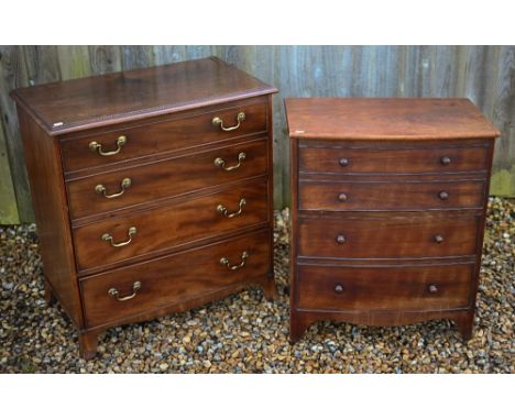 A Victorian mahogany bow-fronted commode, the hinged top with double dummy drawer front enclosing the original interior with 