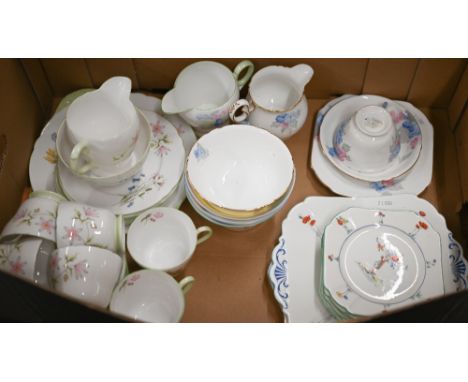 Various Shelley china tea wares including six 'Crabtree' tea plates, and two sandwich plates, 'Wild Anemone' tea service, etc