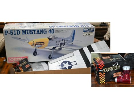 A boxed Kyosho P-5ID Mustang 40 radio controlled engine powered scale aircraft model kit (Kyosho SQS Warbird Series ARF Aerop