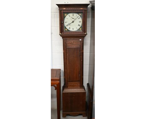 John German?, Bishops Waltham - an early 19th century inlaid oak thirty hour longcase clock with painted dial c/w weight and 