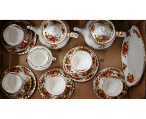 A Royal Albert 'Old Country Roses' tea service for six, including two teapots (box) 