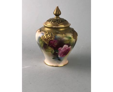 ROYAL WORCESTER POT POURRI, hand painted with flowers