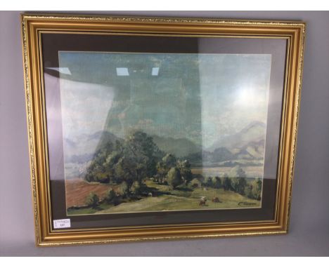 R THOMSON, PASTORAL SCENE, oil on board 38cm x 48cm Mounted, framed and under glass