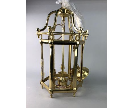 BRASS CEILING LIGHT, of lantern form