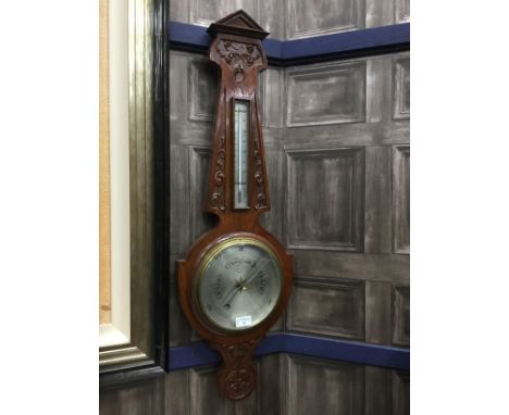 EARLY 20TH CENTURY WHEEL BAROMETER, 91cm long