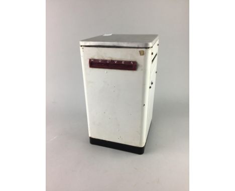 VINTAGE HOOVER TOY WASHING MACHINE, in white painted metal, with mangle, along with two sets of vintage Lego, set nos. 307 an