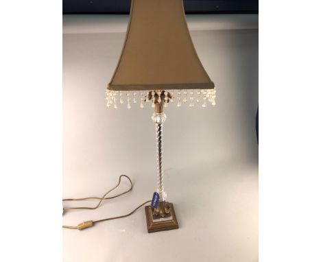 ACRYLIC TABLE LAMP, with shade, along with five other stainless steel chrome finish lamps