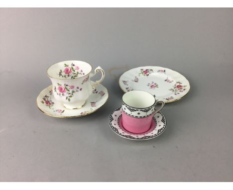 LATE VICTORIAN FLORAL PAINTED AND GILT PART TEA SERVICE, along with Crown Ming china and other cabinet cups and saucers