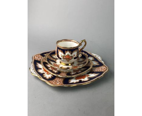 ROYAL ALBERT TEA SERVICE, in the Royalty pattern, painted with floral reserves in coloured enamels and gilt