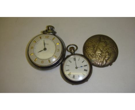 19th century silver cased ladies pocket watch with enamelled dial and one Smith vintage pocket watch