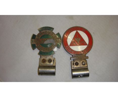 2 x Vintage enamelled car badges Institute of Advanced Motorists (some losses) & British Field Sports Society both on badge b