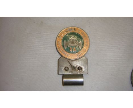 Vintage enamelled car badge Amateur Automobile Racing Club South Africa on badge bar mount 12 cms x 8 cms