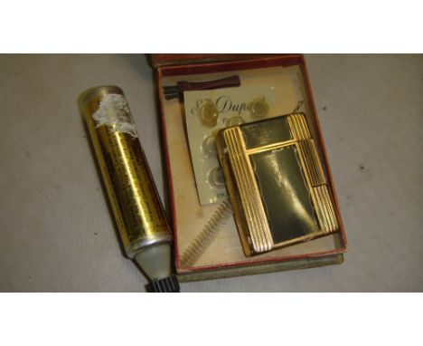 Vintage Dupont of Paris gold plated and enamelled Lacque De Chine petrol lighter in box with cleaning kit Model AL 9072