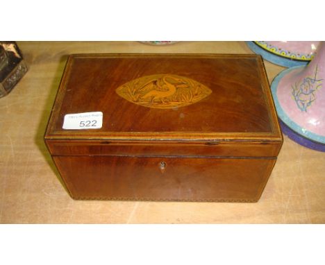 Victorian mahogany marquetry tea caddy