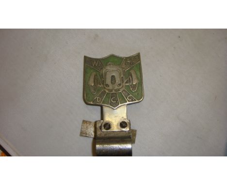Vintage car badge W H D C C on badge bar mounting 12 cms x 7 cms