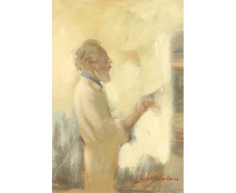 Tom Quinn (1918-2015), self-portrait: at the easel, oil on board, signed, 20" x 14".                            