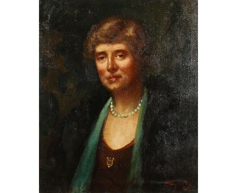 P. Tennyson, a bust length portrait of a lady, oil on canvas, signed and indistinctly dated, 24" x 20".