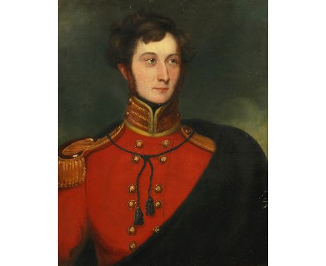 Style of Sir William Beechey, Portrait of a military officer, oil on canvas laid down, bears signature, 17.5" x 14".         