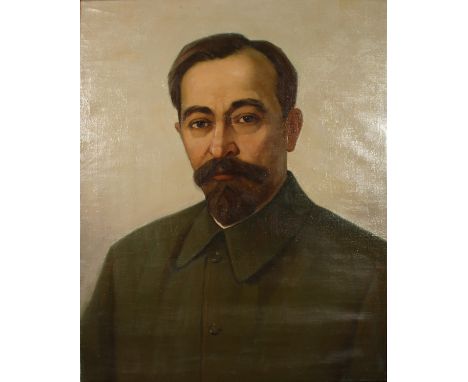 20th Century Russian School. A Bust Length Portrait of a Russian Gentleman, possibly Maxim Gorky, Oil on Canvas, 39" x 31", U