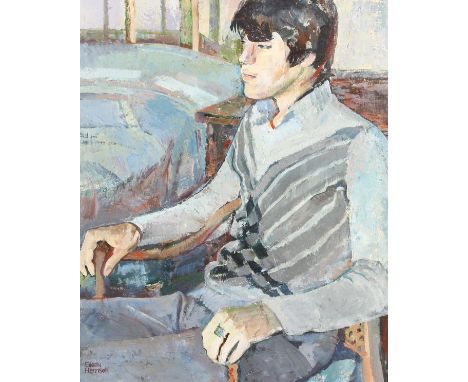 Eileen Hemsoll (1924-2011) British. Portrait of a Young Man Seated, Oil on Board, Signed and Inscribed 'Summer '1978' Verso, 