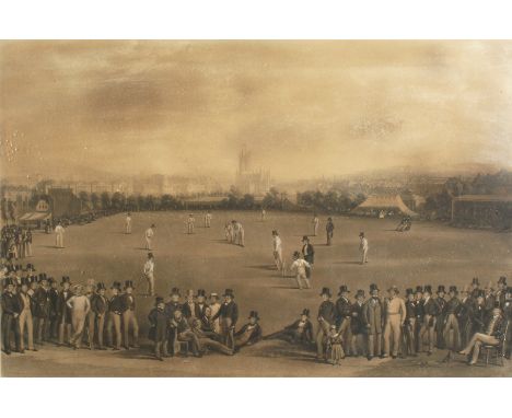 After Drummond and Basebe. Engraved by G.M. Phillips, 'The Cricket Match between Sussex and Kent at Brighton', 24" x 36" in a