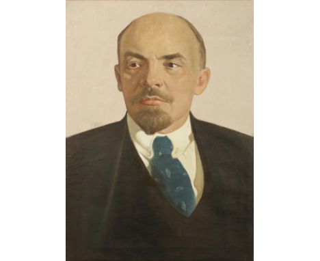 20th Century Russian School. A Bust Length Portrait of Lenin, Oil on Canvas, 28" x 20", Unframed.