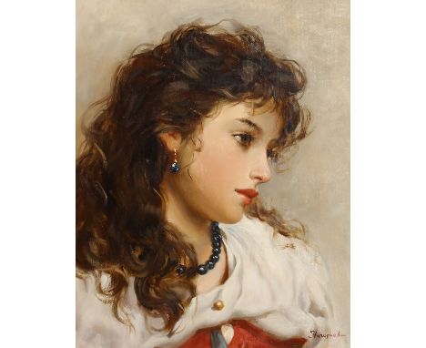 Vladislav Nagornov (b.1974) Russian, 'Portrait Of Maria', signed oil on canvas, 16" x 13",  41x33cm.