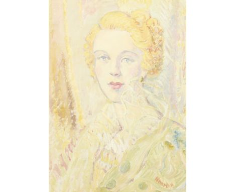 Norman (20th century) British, a bust length portrait of a lady, oil on canvas, signed 24" x 18".