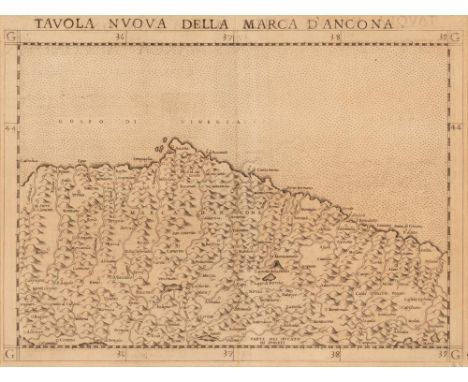  Girolamo  Ruscelli (Viterbo, 1518 - Venezia, 1566) Tavola Nova della Marca d’Ancona  1561, VeneziaCarta geografica della Mar