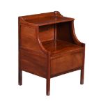 Y A GEORGE III MAHOGANY AND EBONY LINE INLAID BEDSIDE COMMODE