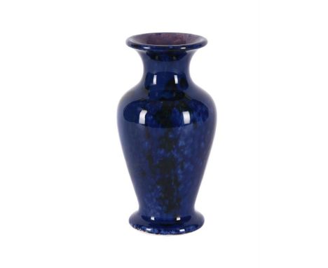 A RUSKIN POTTERY LOW-FIRED VASE DATED 1905 with mottled blue-black and purple glaze impressed marks 'RUSKIN POTTERY WEST SMET