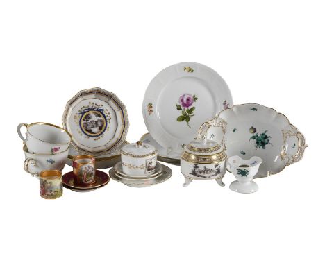A SELECTION OF MOSTLY MODERN NYMPHENBURG AND VIENNA PORCELAIN  Including round box and cover on three peg-feet, and assorted 