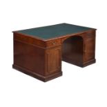 A VICTORIAN MAHOGANY TWIN PEDESTAL DESK
