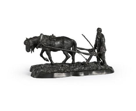 CAST FROM THE MODEL BY ALEXANDRA ANDREEVNA SOLOVYEVA, THE PLOUGHMAN  EARLY 20TH CENTURY  Cast iron, possibly depicting Tolsto