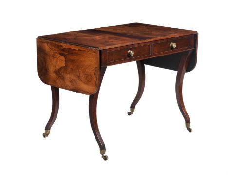 Y&nbspA REGENCY ROSEWOOD SOFA TABLE  CIRCA 1815 With a pair of frieze drawers and opposing false drawers above sabre legs 73c