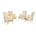 A SET OF FOUR PAINTED BERGERES IN LOUIS XVI STYLE